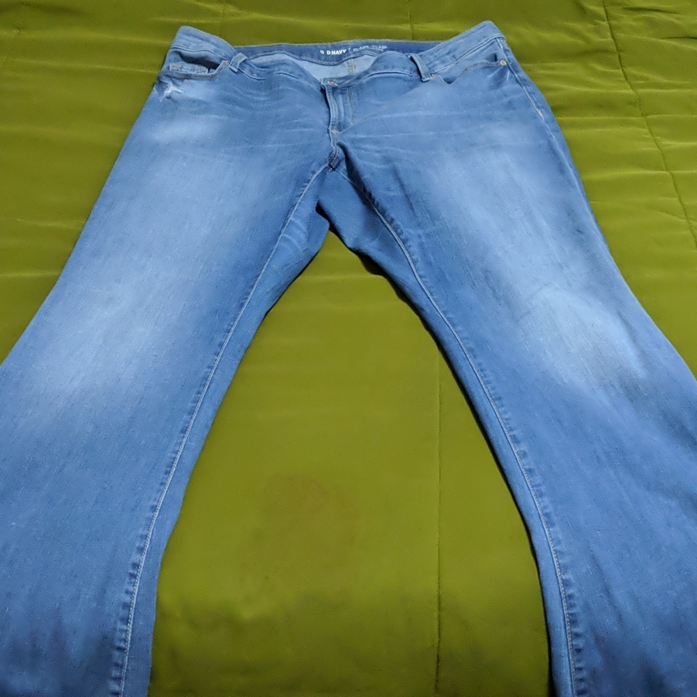 Medium wash high rise flare leg jeans